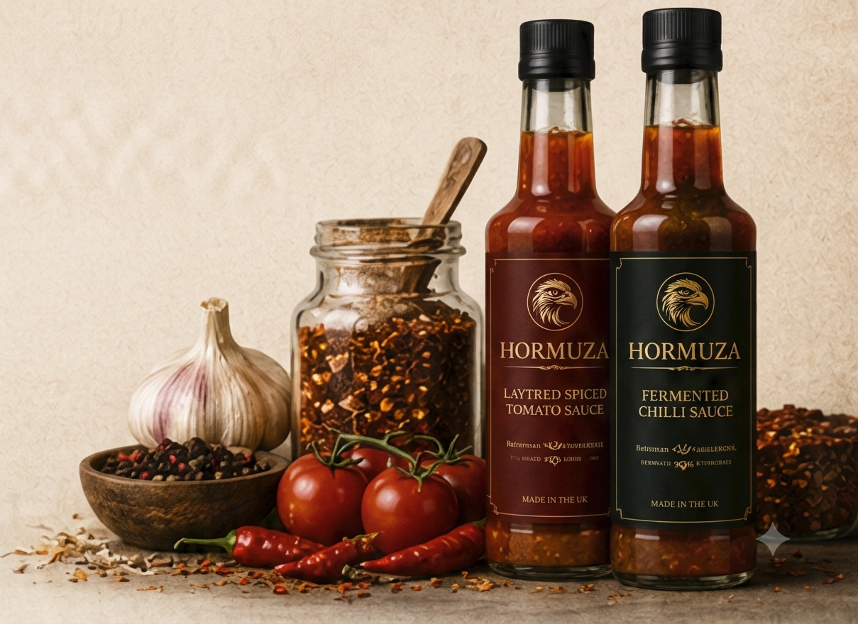 HORMUZA Layered Spiced Tomato Sauce with ingredients