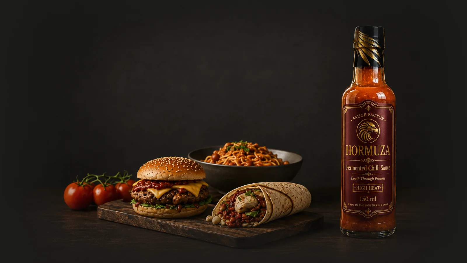 HORMUZA fermented chilli sauce with wings, fried rice and dipping sauce