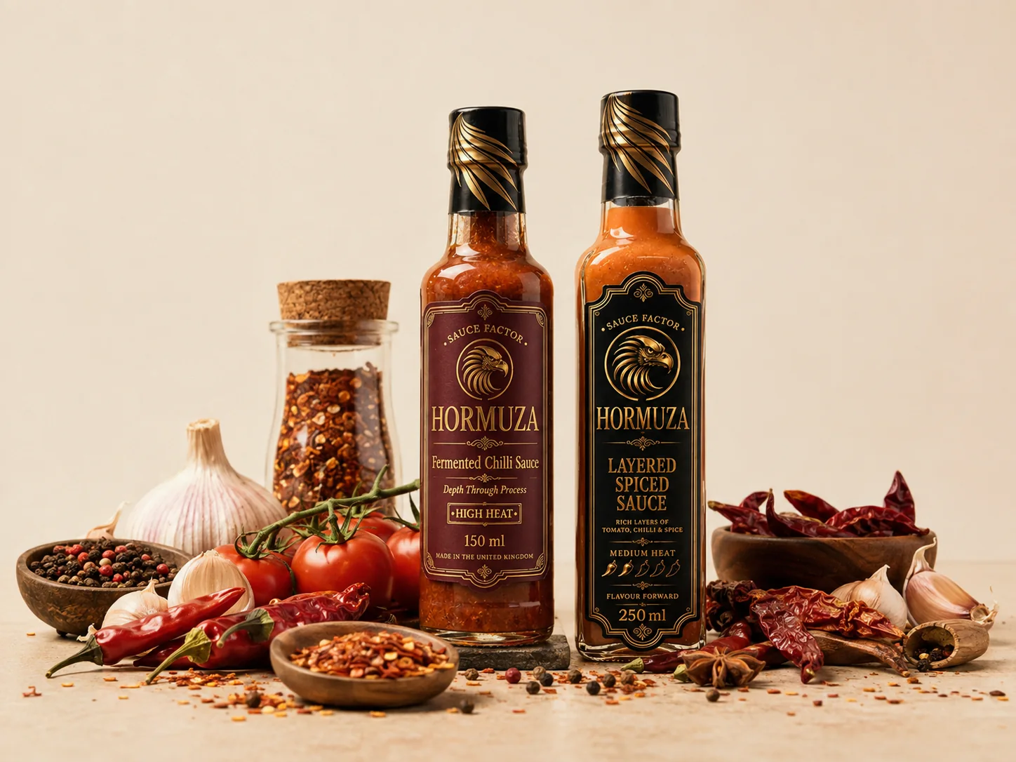 HORMUZA Fermented Chilli and Layered Spiced sauces with fresh ingredients